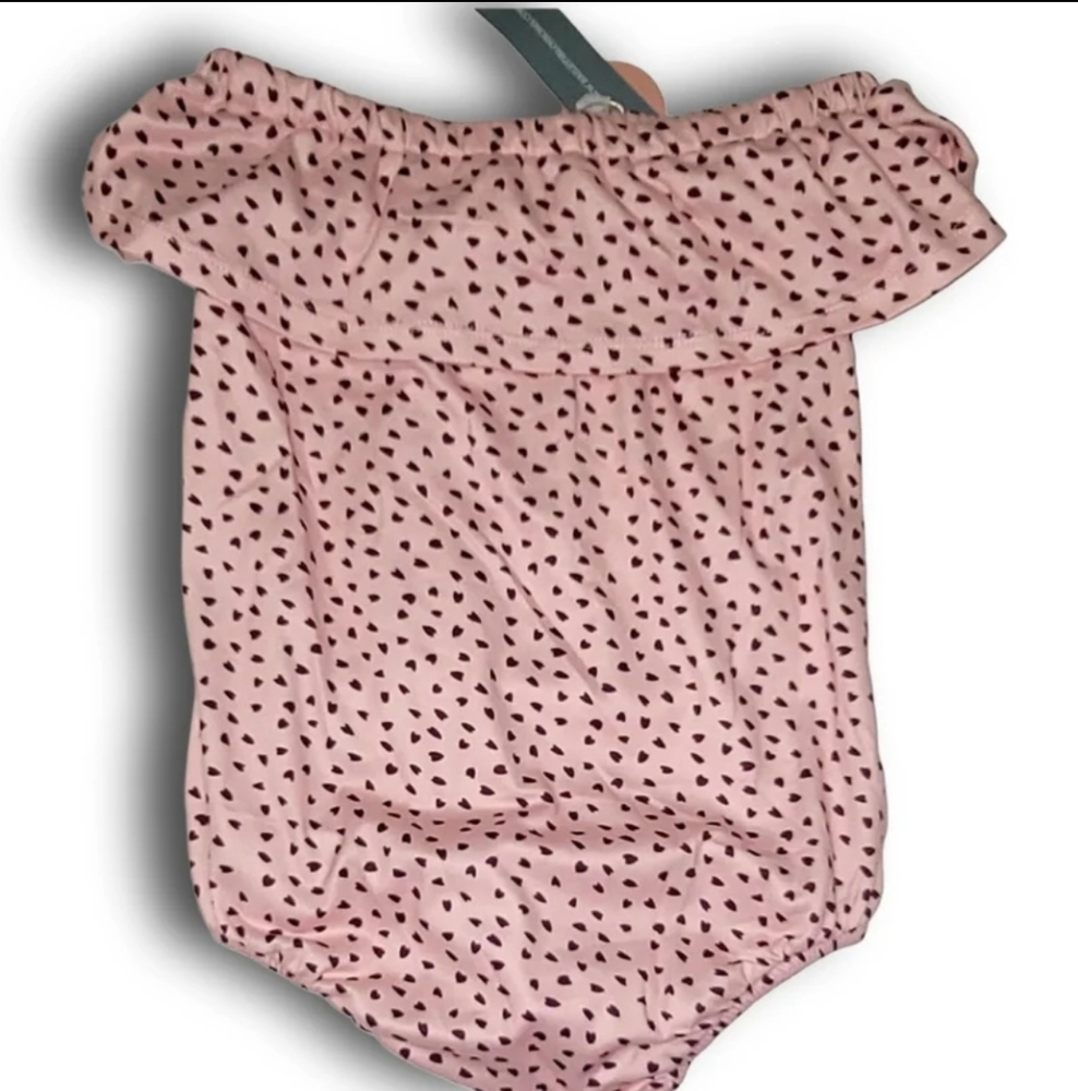 Bailey's Blossoms Toddler Pink Polka Dot Off The Shoulder Flutter Sleeve Leo 4t